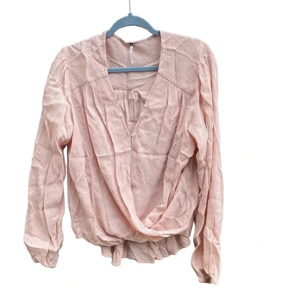 FREE PEOPLE CHECK ON IT FAUX WRAP TOP
